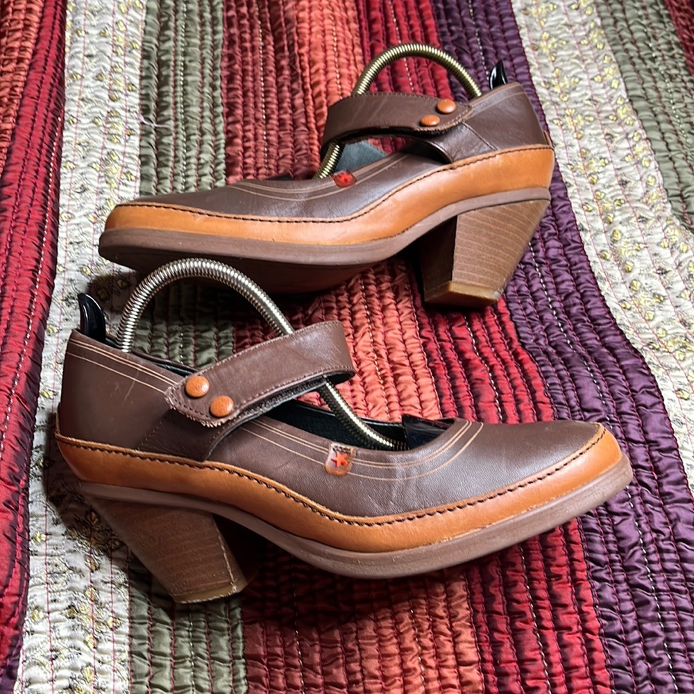 Wicked Cabanas leather wedge two tone Velcro strap